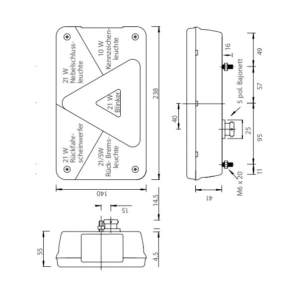 Kit d'éclairage - Aspöck Multipoint 5 - 13 broches - Plug & Play - incluant l'éclairage de balisage