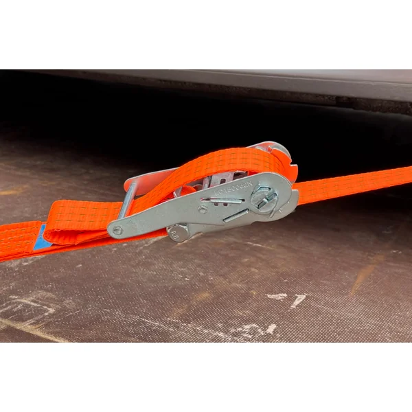Lot de 4 sangles d'arrimage - 330x3,6 cm - charge de rupture 3000 kg- pour remorque porte-voiture