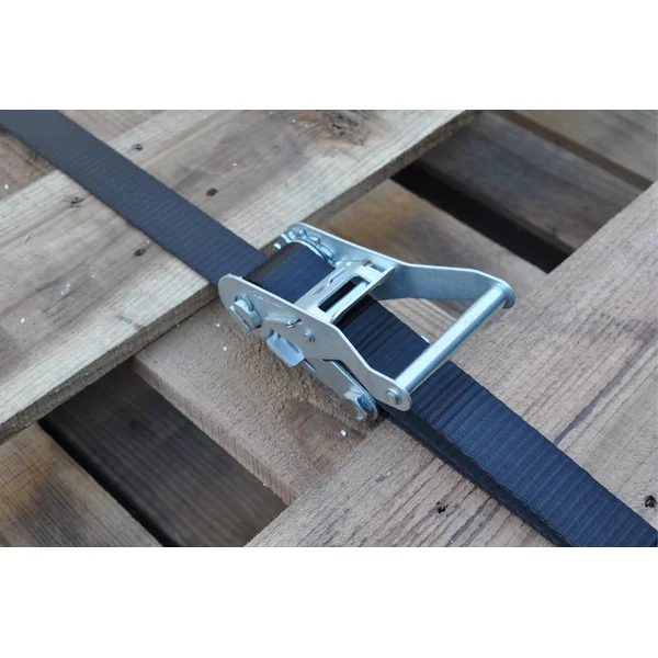 Lot de 4 Sangles d'arrimage - 600x3,5 cm - noir - charge de rupture 3000 kg