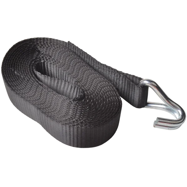 Lot de 4 Sangles d'arrimage - 600x3,5 cm - noir - charge de rupture 3000 kg