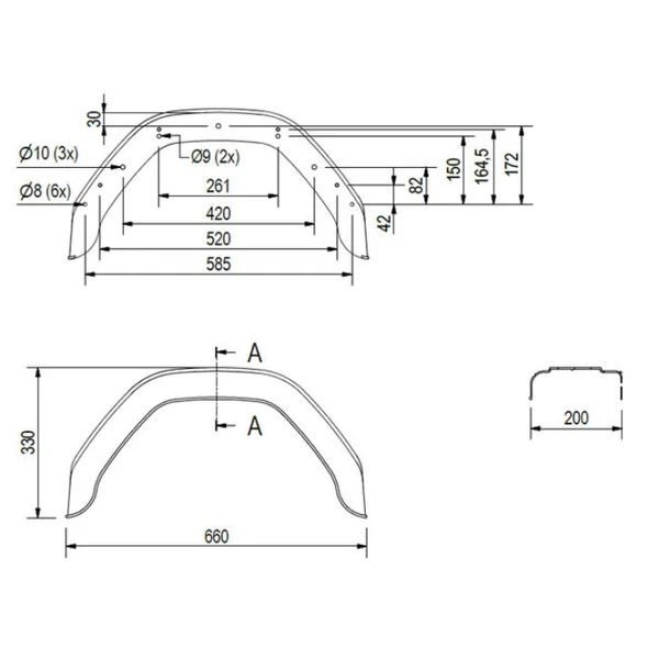 Original Stema garde boue 10/12 pouces - 660x200x330 mm - circonférence 1040 mm