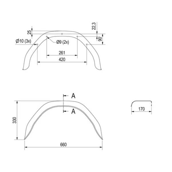 Original Stema Garde boue 12 pouces - 660x170x330 mm