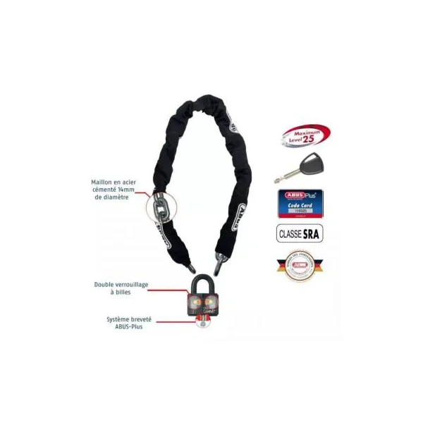 Pack chaine Antivol SRA Granit + cadenas 37RK/70 ABUS