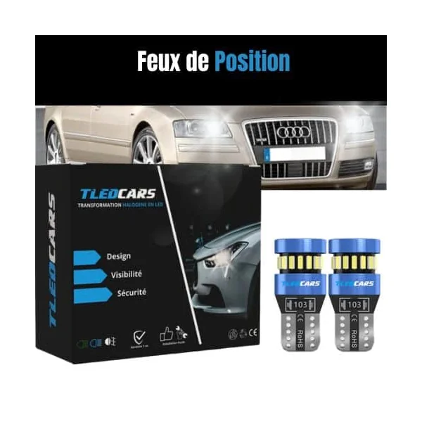 Pack veilleuses à LED (Blanc Xénon) - Feux de position - AUDI A8 D3 (2002-2010)