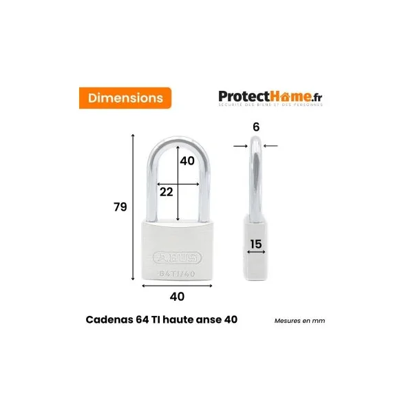 Petit cadenas Abus 64 Titalium haute anse