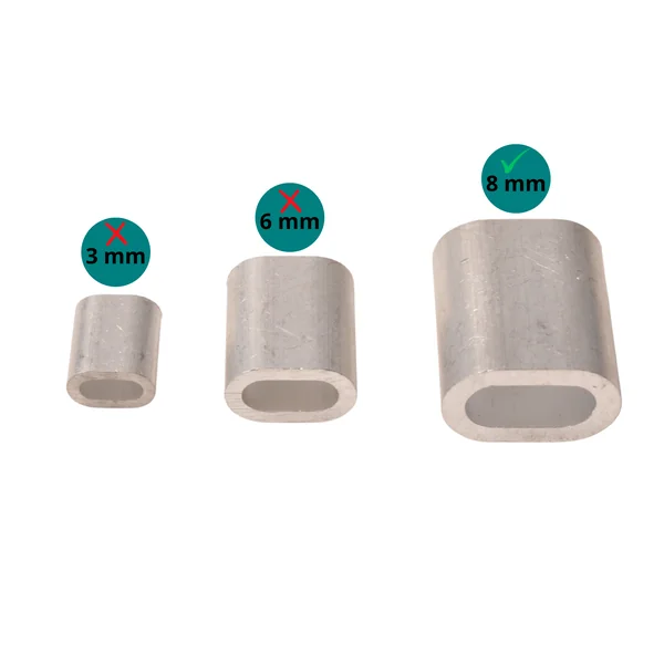 Pince en aluminium pour fil d'acier de 8 mm