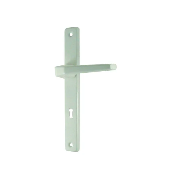 Poignées sur plaques COURCHEVEL serrure Pêne Dormant aluminium epoxy blanc 195 mm