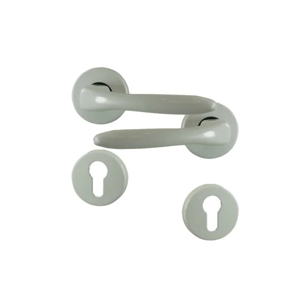 Poignées VARS Alu epoxy blanc sur rosace trou Cylindre