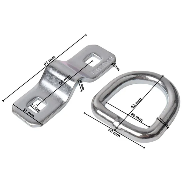 Point d'arrimage / anneau d'arrimage - en 2 parties - 91x31 mm - Ensemble de 4 pièces
