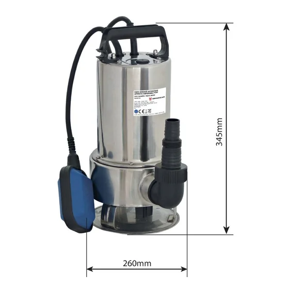 Pompe à eau immergée automatique inox 230V - 750W avec flotteur