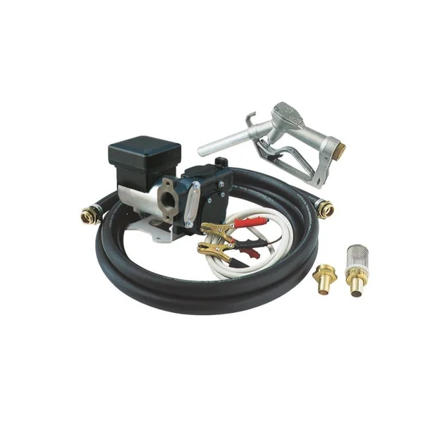 Pompe à gasoil 12/24V - 35/70 l/min en kit complet avec pistolet, raccords et tuyau