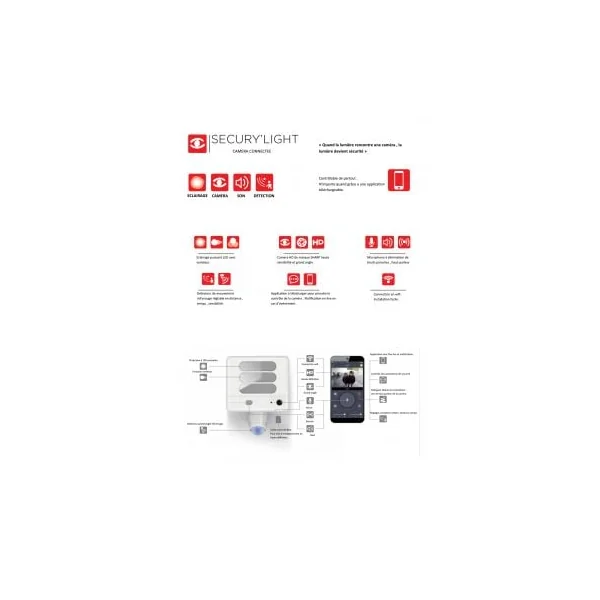 Projecteur LED avec caméra wifi intégrée Secury'Light