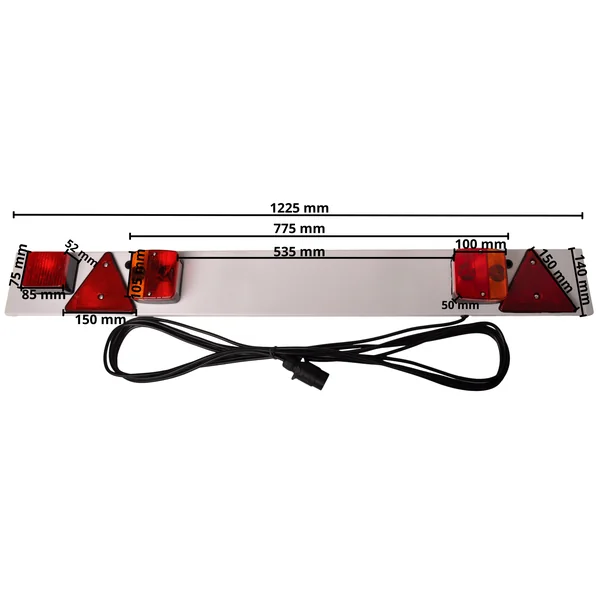 Rampe de signalisation pour remorque avec câble de 8 mètres - 122 cm - 7 broches