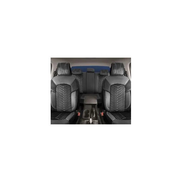 Sandero III / Stepway III (2021-2025) - Seat covers Dubai Black - tailor made for Sandero and compatible with side armrest