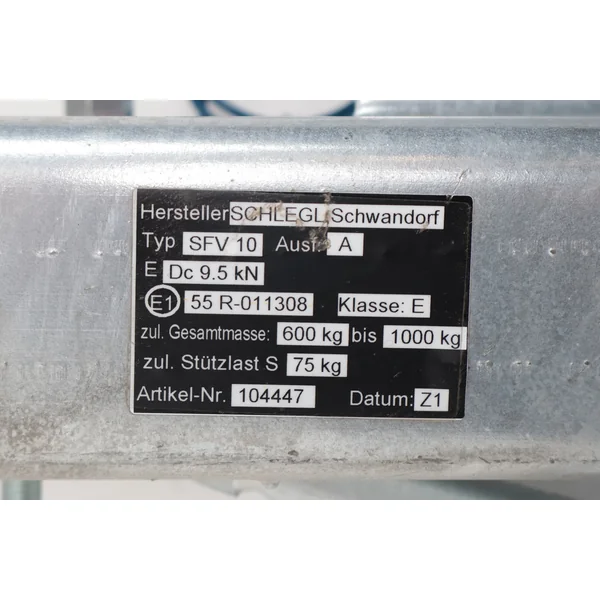 Schlegl Frein à inertie pour remorque - SFV10 - capacité max : 1000 kg - connexion au timon en V