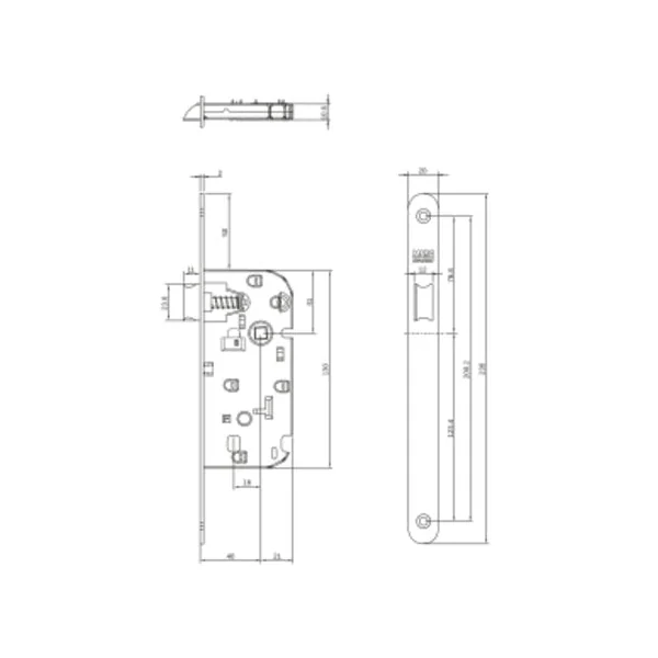 Serrure axe 40 mm Zingué Brossé