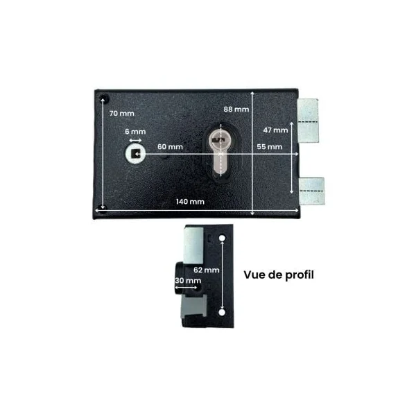 Serrure en applique horizontale Abus 88x140