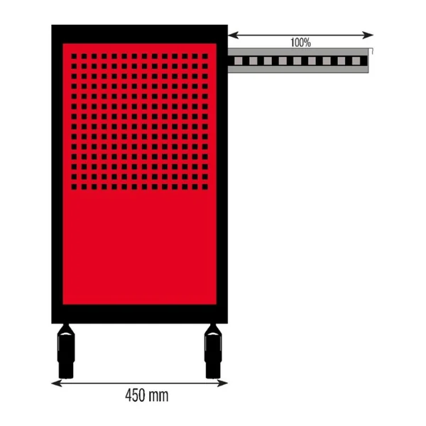 Servante d'atelier 7 tiroirs rouge/noir - vide