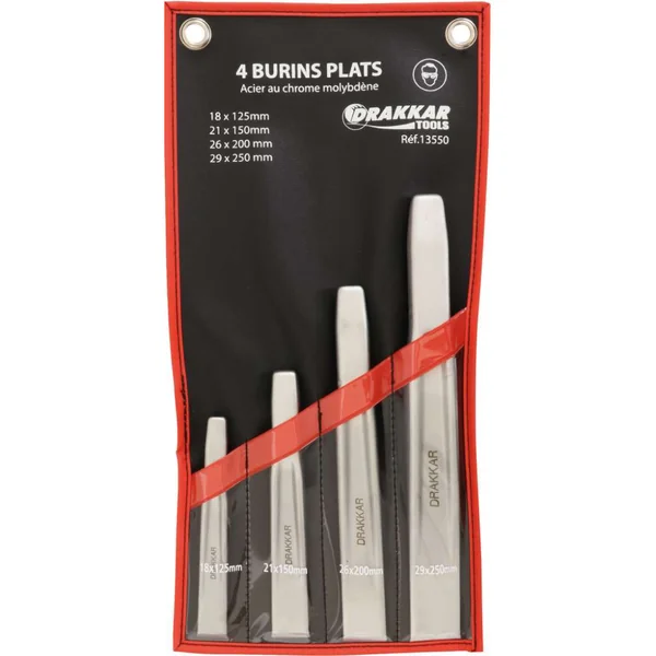 Set de 4 burins plats – 18 à 29 mm