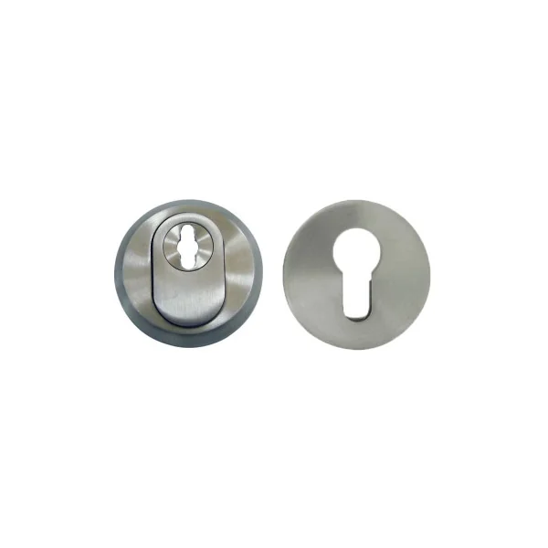 Set Rosace ronde de Sécurité clé en Inox mat