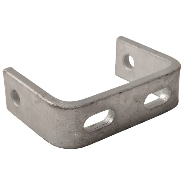 Support de quille galvanisé Poutre en U - Longueur 120 mm - avec trous oblongs