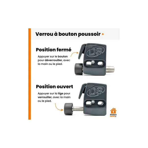 Verrou de baie coulissante à bouton poussoir
