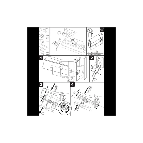 Verrou de porte de garage FL Haute Sécurité à verrouillage par clé