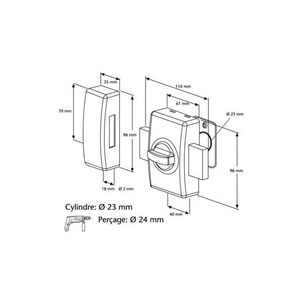 Verrou porte ABUS VEC-S Premium Style