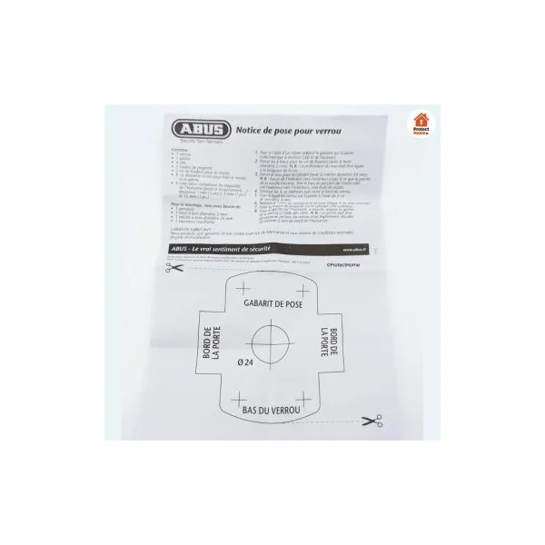 Verrou porte VP12R compatible barillet P12RPS Abus (bouton)